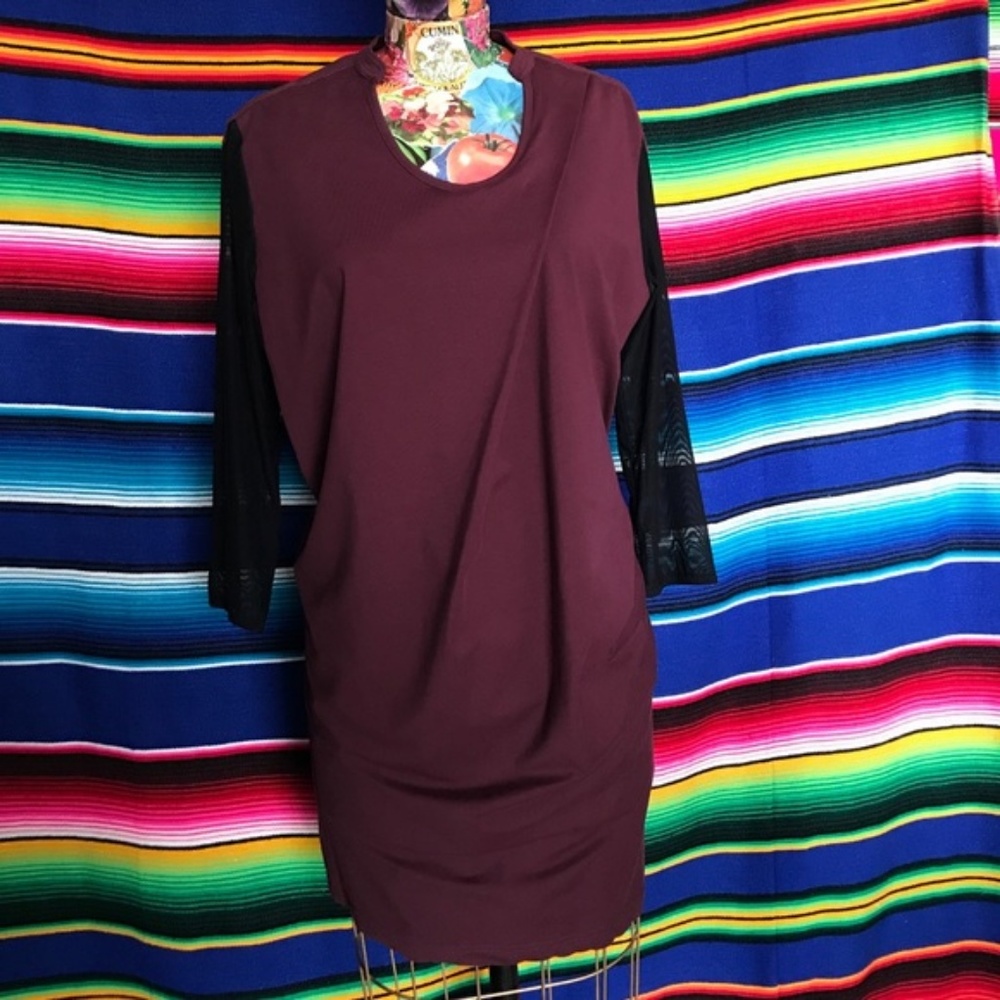 Hyden Yoo Oragami Dress Gathered Mesh Sheer Long